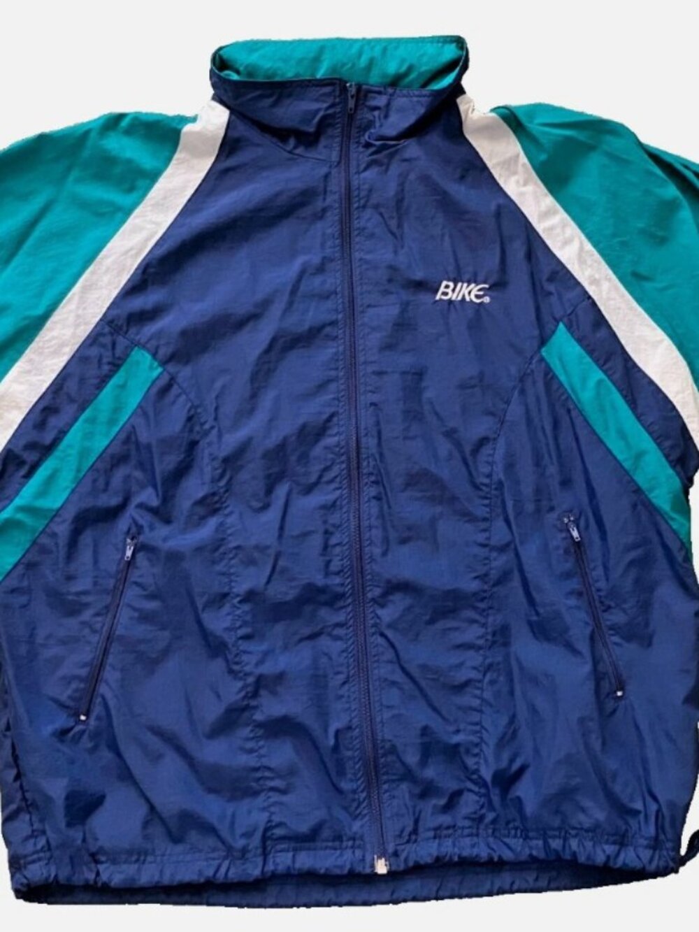 VTG 90's Bike Athletic Jacket Men's L Full Zip Windbreaker w Hood Y2K